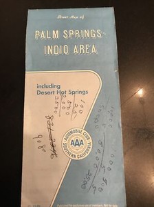 1989 Palm Springs - Indio Area Map  AAA Mid century