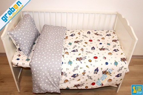 100% COTTON POPLIN BEDDING SET FOR Cot Bed, Duvet Cover&Pillowcase 100cm x 135cm - Picture 9 of 10