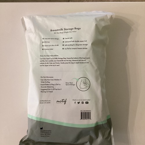 Motif Medical sacchetti di conservazione latte materno 8 oz sacchetti monouso 100 conteggi senza BPA - Foto 2 di 2