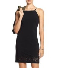 "BANANA REPUBLIC" BLACK LASER CUT CAREER COCKTAIL LITTLE BLACK DRESS SIZE: 4 NWT