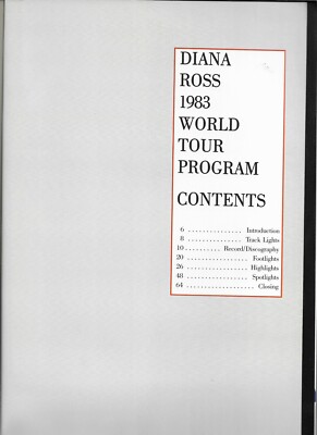Programme Tournée Diana Ross – 1983 – 64 Pages – Excellent état – Photos Incroyables