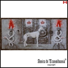 painting contemporary art modern animal dog portrait white snake royal crown bid