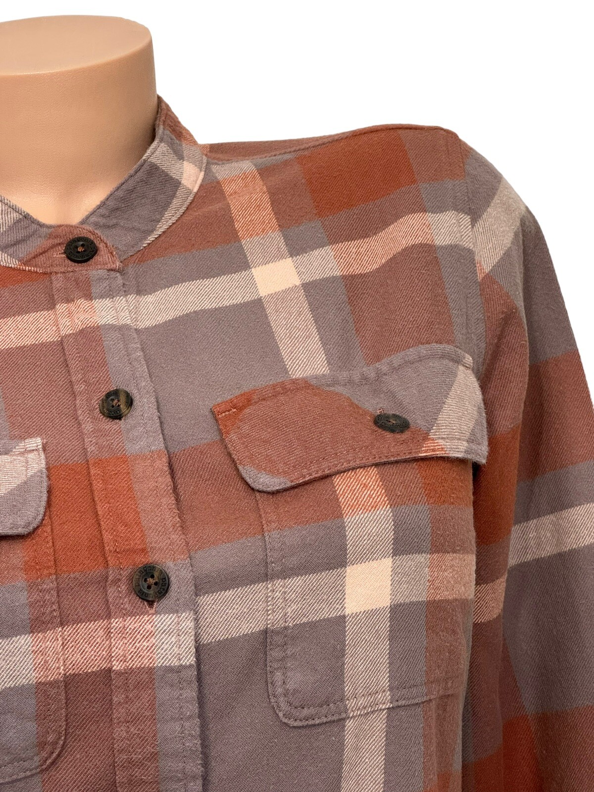 Patagonia Women's SMALL Plaid Button Up Long Sleeve Mandarin Neck Flannel Shirt thumbnail 3