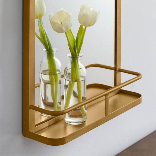 Home Decorators Collection Wall Mirror 15"Wx24"H Rectangular w/ Shelf Iron Gold - Picture 2 of 6