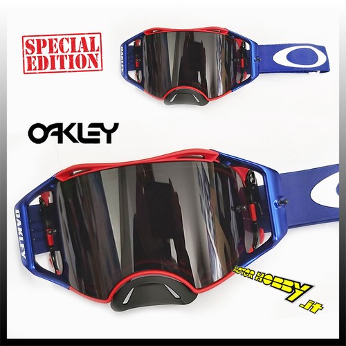 MASCHERA CROSS ENDURO OAKLEY AIRBRAKE MX 22 BLUE FLAG LENTE SCURA +  TEAR-OFF | eBay