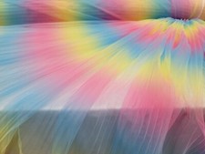 Multicolor Pleated Tulle Rainbow Fabric By The Yard For Dress Clothing Party