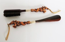 Vintage resin racehorsing themed shoe horn  brush set
