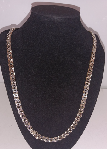 Sterling Silver Double Curb Chain Necklace 25" 38g - Picture 2 of 12