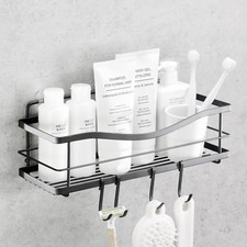 Premium Shower Caddy - Adhesive Bathroom Shower Organizer and Storage W/ 4 Hooks