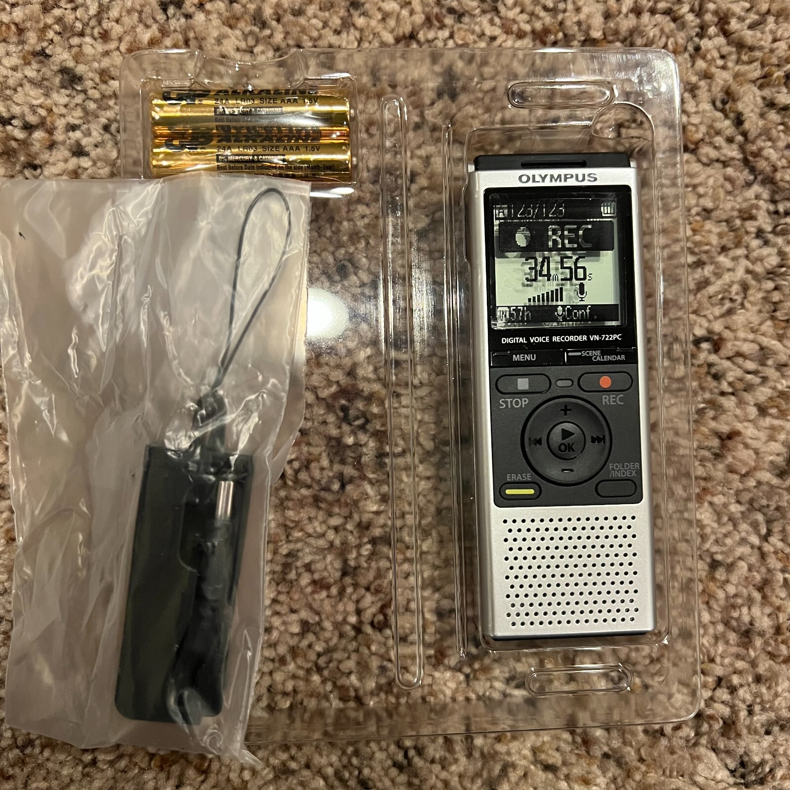 Olympus VN-722PC Digital Voice Recorder MP3 1600 Hours Recording Time