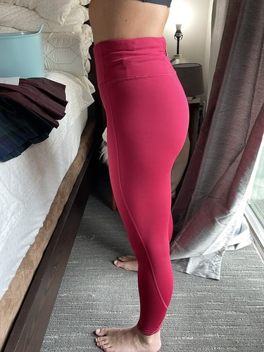 ATHLETA Womens Tight, Pink,XS; Zippered Media Pkt @ Rear Waist, Reflective Ankle - Picture 9 of 14