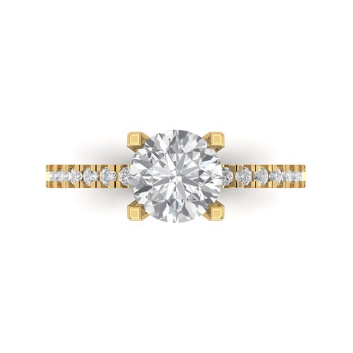 14K Yellow Gold Cubic Zirconia Solitaire Engagement Ring (1.71 cttw ...