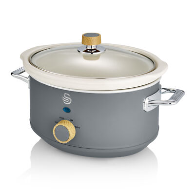 Swan Slow Cooker Nordic - 3.5 Liter - 3 Temp Settings - Glass Lid - NEW