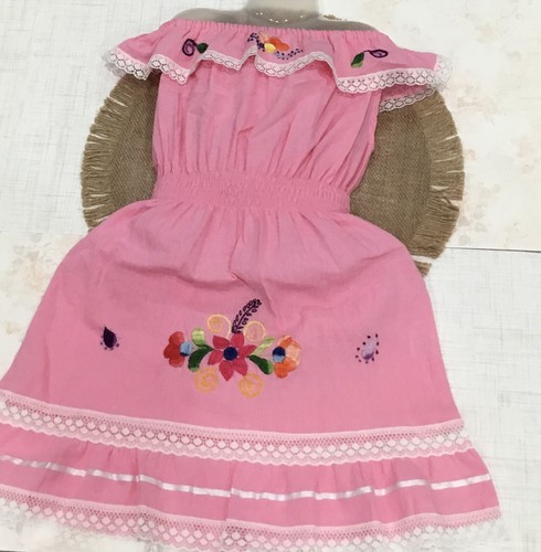 Girl Dress Assorted Colors Embroidered Traditional Style 100% Cotton Size 0-4T - Picture 5 of 17