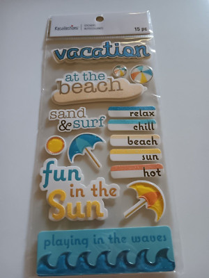 Recollections Stickers Vacation at the Beach Fun in Sun Sand & Surf Umbrellas