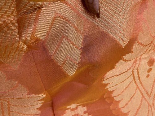 India chanderi Cotton/Silk Dupatta Wrap Scarf Stole Chunri shawl ORANGE CREAM - Picture 5 of 5
