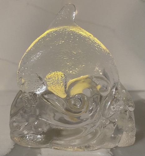 De colección Retirado PARTYLITE P0255 Delfín En Ola Tealight Soporte Vidrio Transparente - Imagen 1 de 5