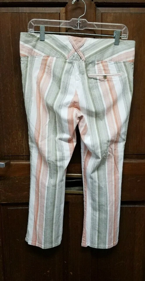 Pantalones capri para mujer Wet Seal multicolor a rayas talla 13 verde naranja blanco Foto 2 de 3