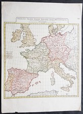 1782 J B D Anville grande mappa antica dell'Europa romana occidentale, dalla Gran Bretagna all'Italia