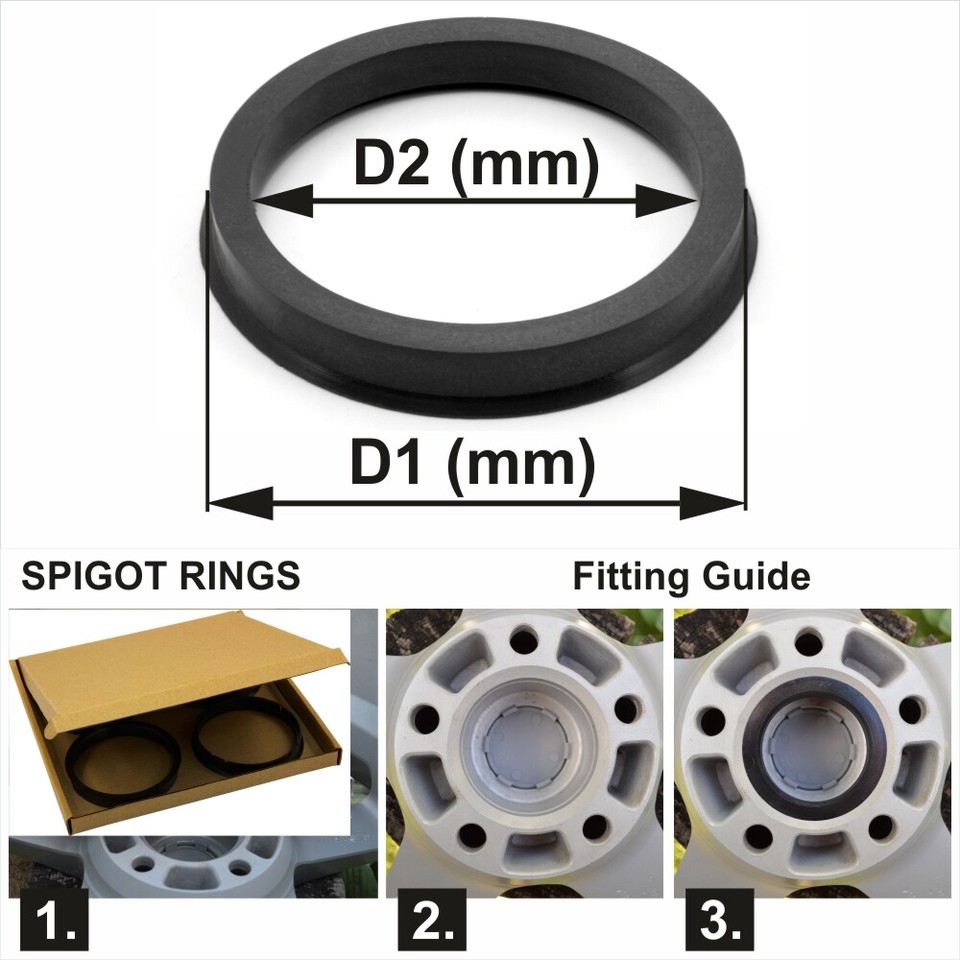 4x Spigot Rings Big Hub Centric Ring FULL SET OF FOUR size to choose ...