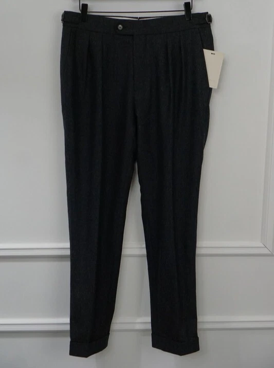Men Suitsupply Brescia Trousers Flannel Wool Grey Size 23 EU46S UK/US36S