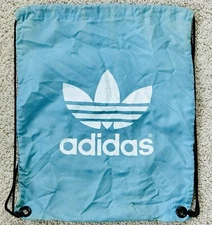 Vintage adidas Light Blue Athletic Sport Cinch Logo Backpack Shoe Overnight Bag