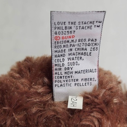 Gunderground Love the Stache Philbin Mustache Brown Teddy Bear 12 Inch Gund NWT - Picture 10 of 13