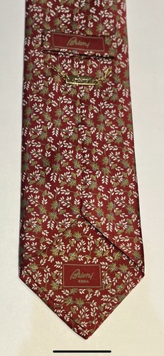 BRIONI Roma 100% Silk Tie - Red, Gold, White, Blue Floral Pattern - EUC - Picture 7 of 8