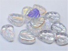 10 (mm) CZECH GLASS LEAF DROP BEADS FOR JEWELLERY MAKING - 10 COLOURS - (30pcs)