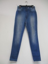 Vibrant Women's Jeans Size XL Solid Blue Skinny Denim Stretch 36x30 P453