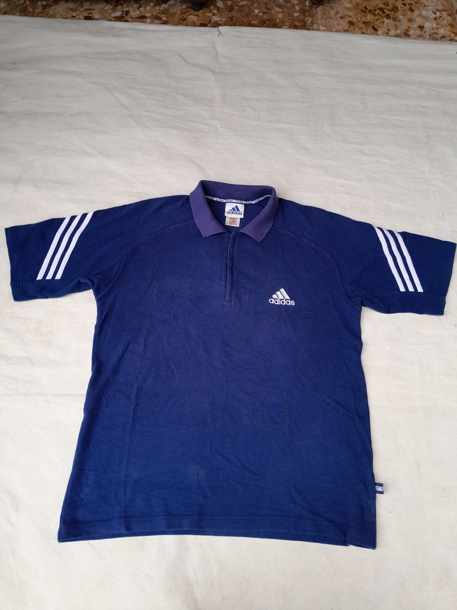 vintage 00s adidas 万国タグ　レアカラー　polo shirt adidas】アディダス ポロシャツ 00s 青 半袖シャツ 万国タグ