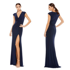 Mac Duggal Radiant V-neck Long Slit Dress Sz 12