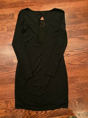 Material Girl Junior's Black Spandex Long Sleeve Sheer Party Dress Size L |  eBay