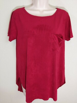 Another Love Boutique Women Red Short Sleeve Top Blouse Soft Suede-Like Feel Med