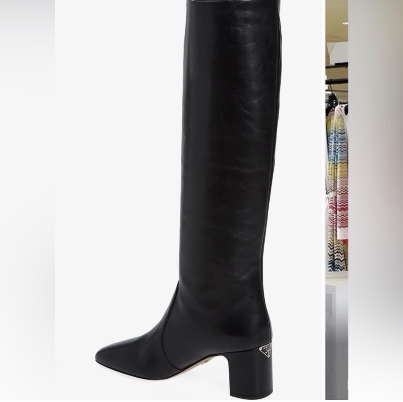Prada Tronchetti Block Heel Knee High Leather Boots image 2