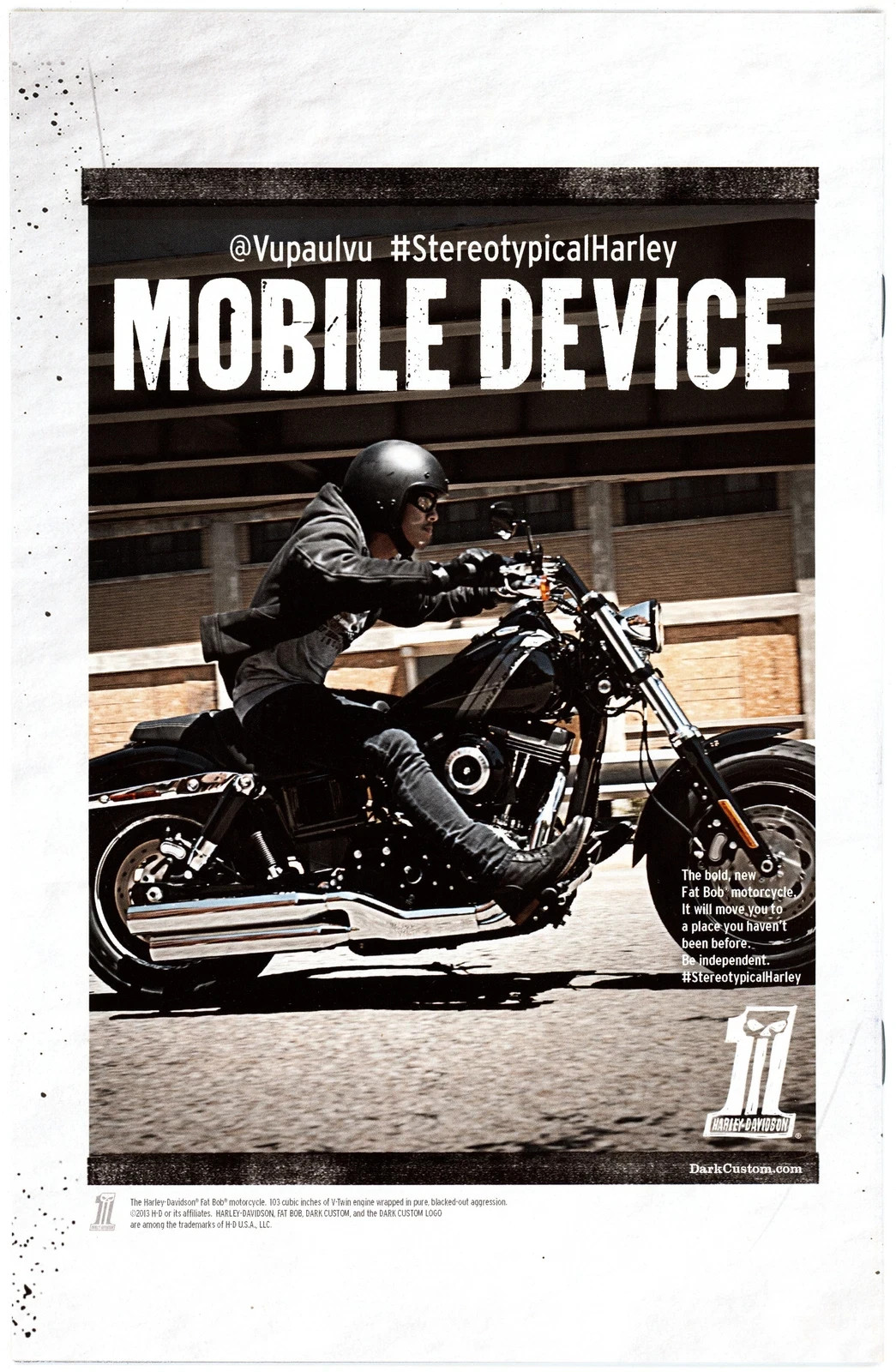 Superior Foes of Spider-Man #5 NM 9.4 poster showing rider in black helmet on motorcycle, with “Mobile Device” text.