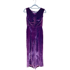 GORGEOUS Rebecca Taylor Bordeaux Ruched Velvet Sleeveless Wide Leg Jumpsuit