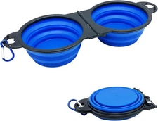 Collapsible Dog Water Bowl - Pet Portable Foldable 2 in 1 Food Bowls,Silicone