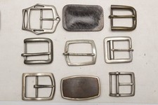 Lot of 9 Assorted Belt Buckles 1.5 Silvertone Brass Nickel Leather Crafter