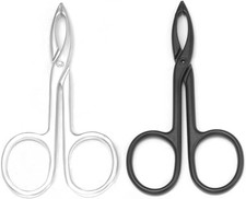 2 Pieces Tweezers Scissor Handle Straight Tip Scissor Shaped Eyebrows Tweezers f