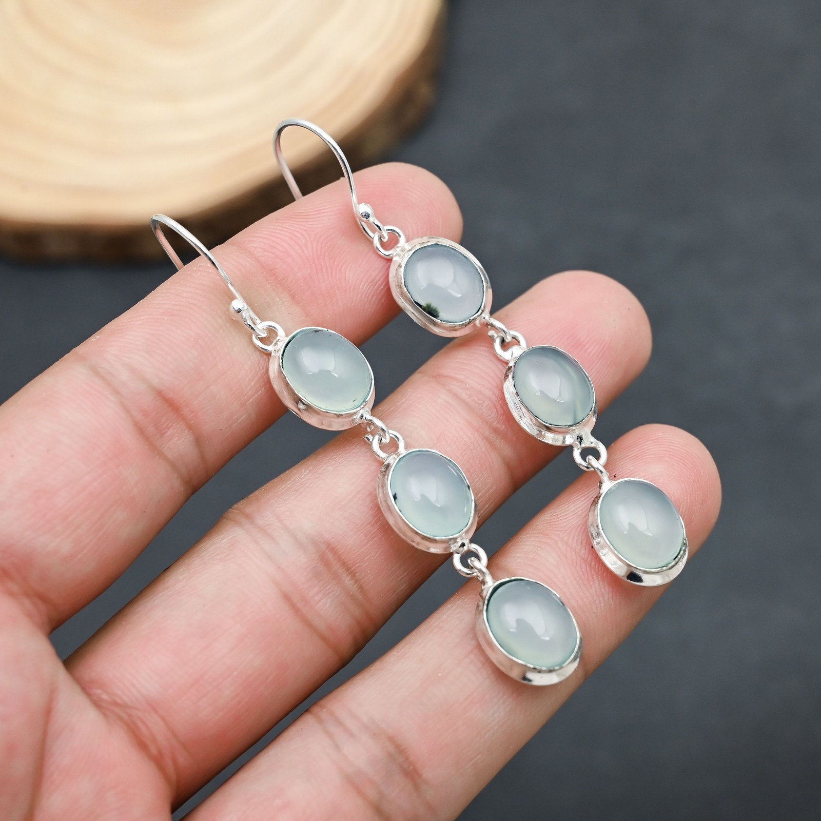 Aquamarine Gemstone Handmade 925 Sterling Silver Jewelry Earring