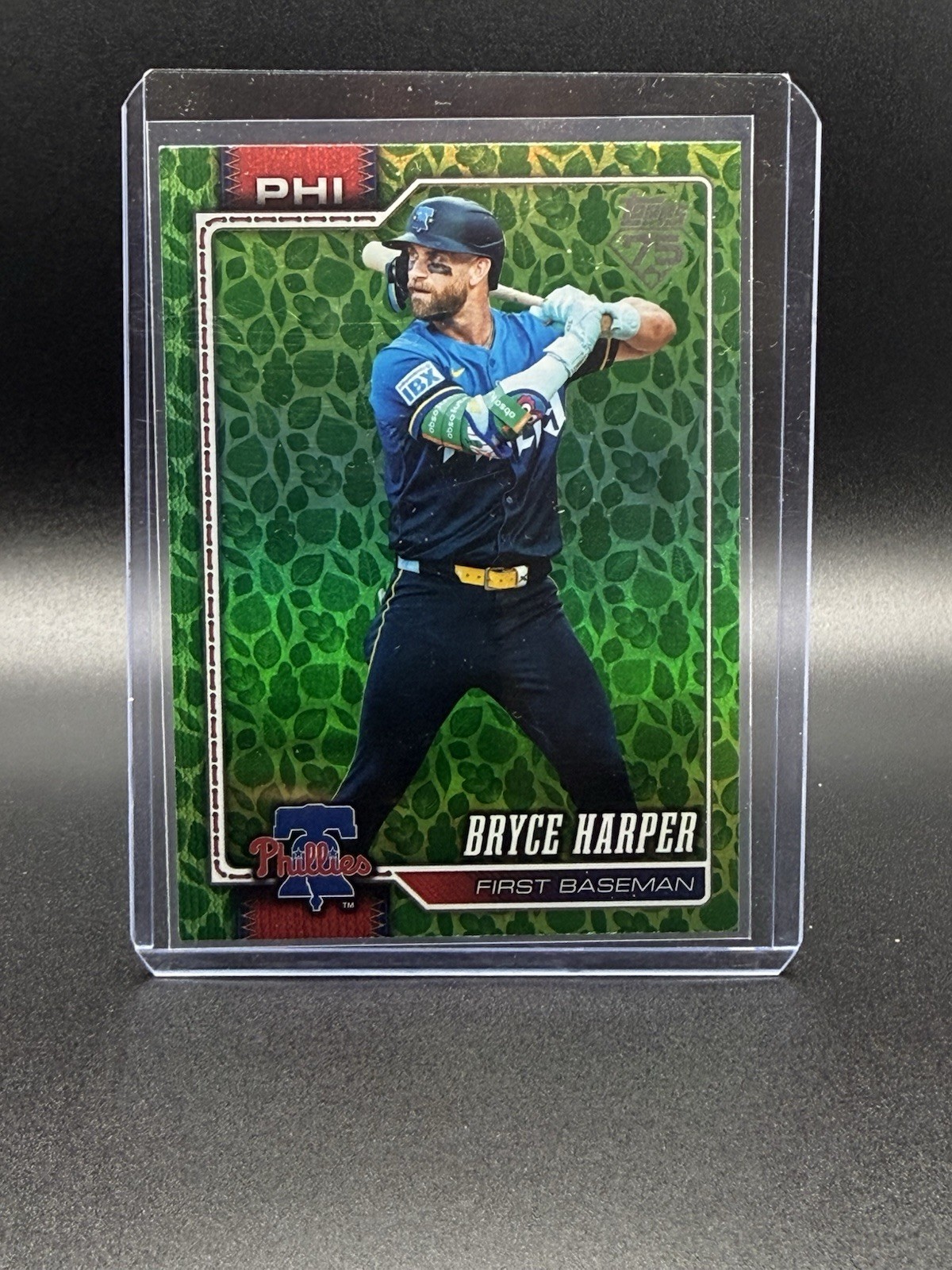 Topps 2026 Series 1 #250 Bryce Harper Philadelphia Phillies Green Foil Parallel