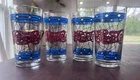 Set of 4 Vintage Pepsi-Cola Tiffany Style Glasses Stained Glass 16oz 1970s NICE