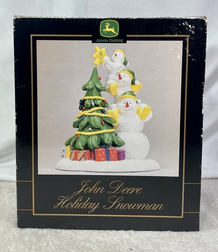 John Deere Holiday Snowman Figurine Decor Seventh In Series SpecCast Box