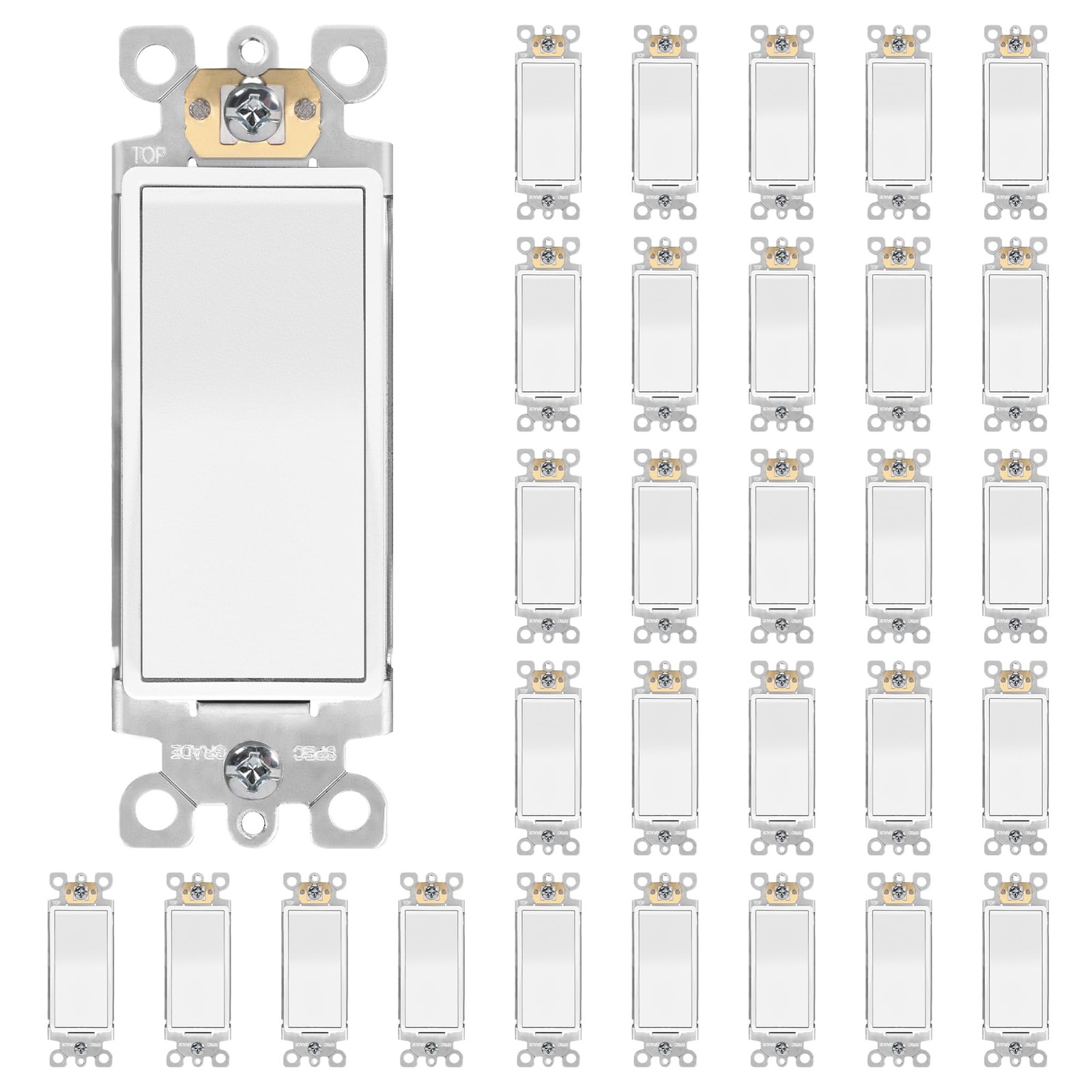 30 Pack 3 Way Light Switch-Decorator Electrical Rocker Paddle Wall Switches R...