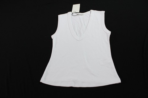 Zara Women's Slim Fit Sleeveless Cotton V-Neck Tank Top JL3 White Medium NWT