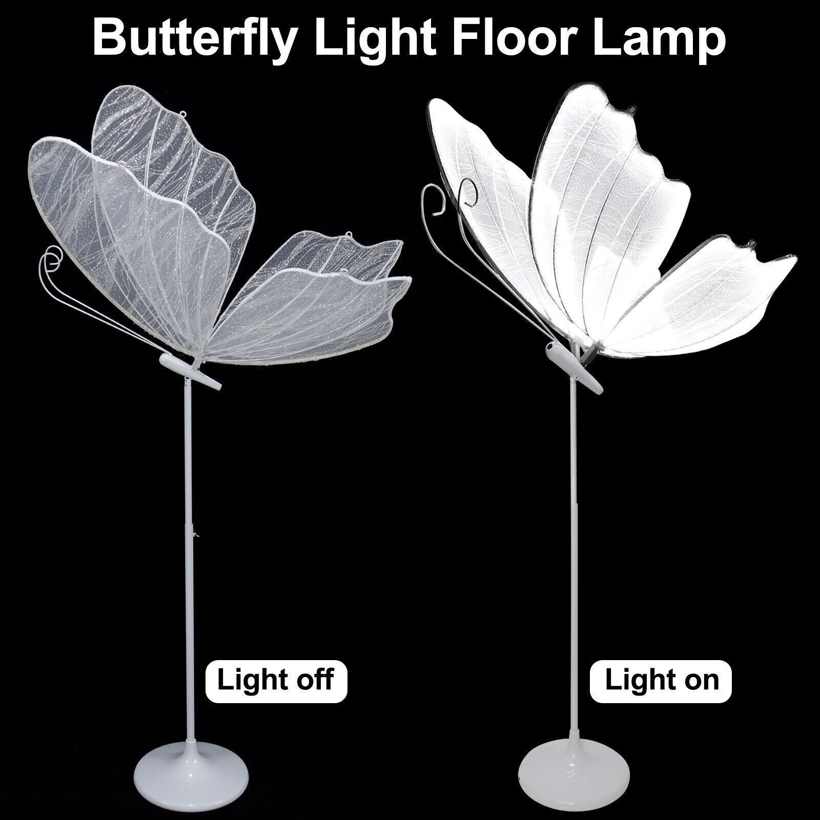 2PC White Butterfly Floor lamp Romantic Decoration Party Atmosphere Props