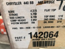 New Custom Je 440 Mopar Pistons Flat Top