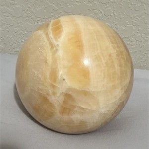 Polished Onyx Calcite Stone Sphere Ball Crystal Mineral Decor Beige Cream