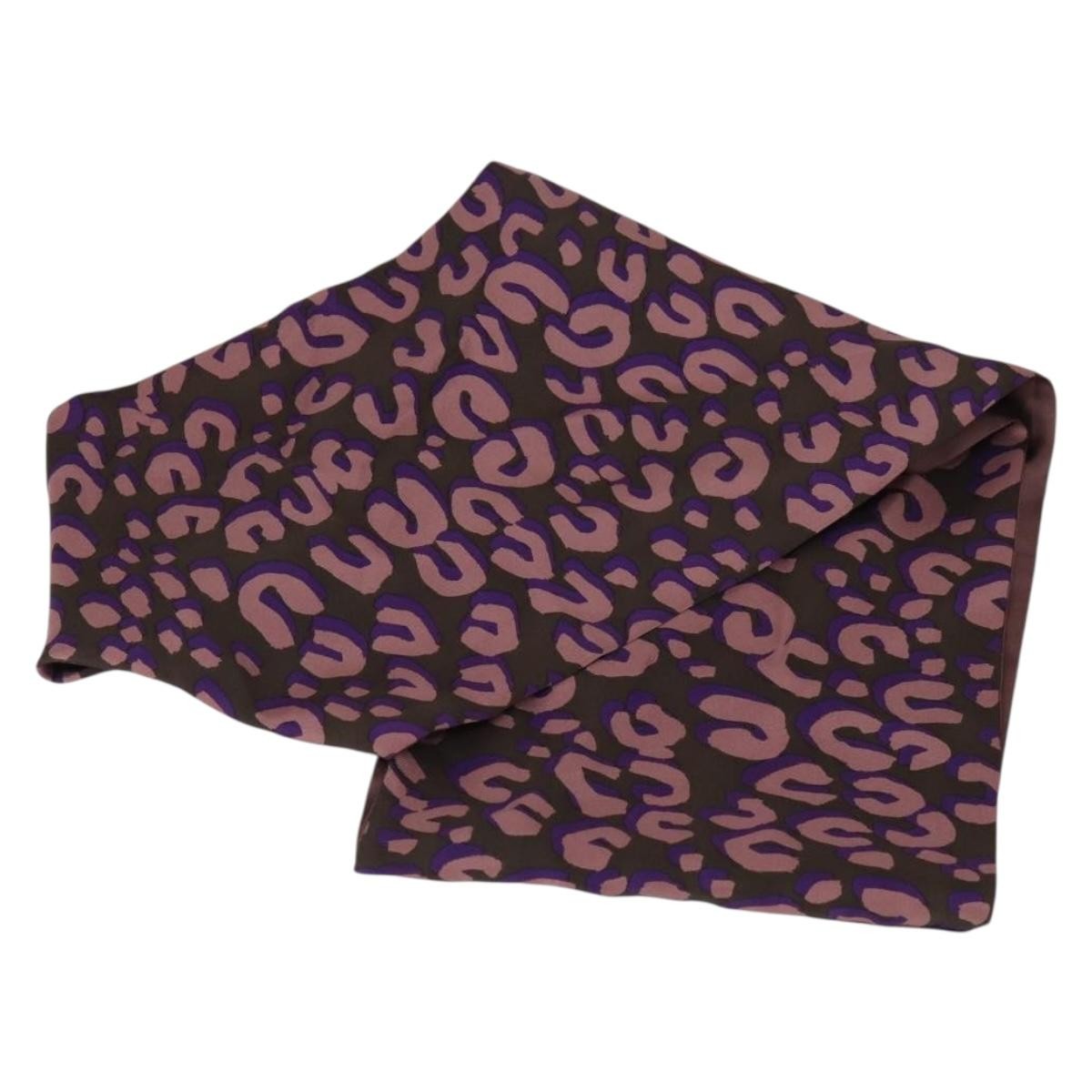 LOUIS VUITTON Leopard Pattern Scarf Silk Purple LV Auth ka2317V | eBay